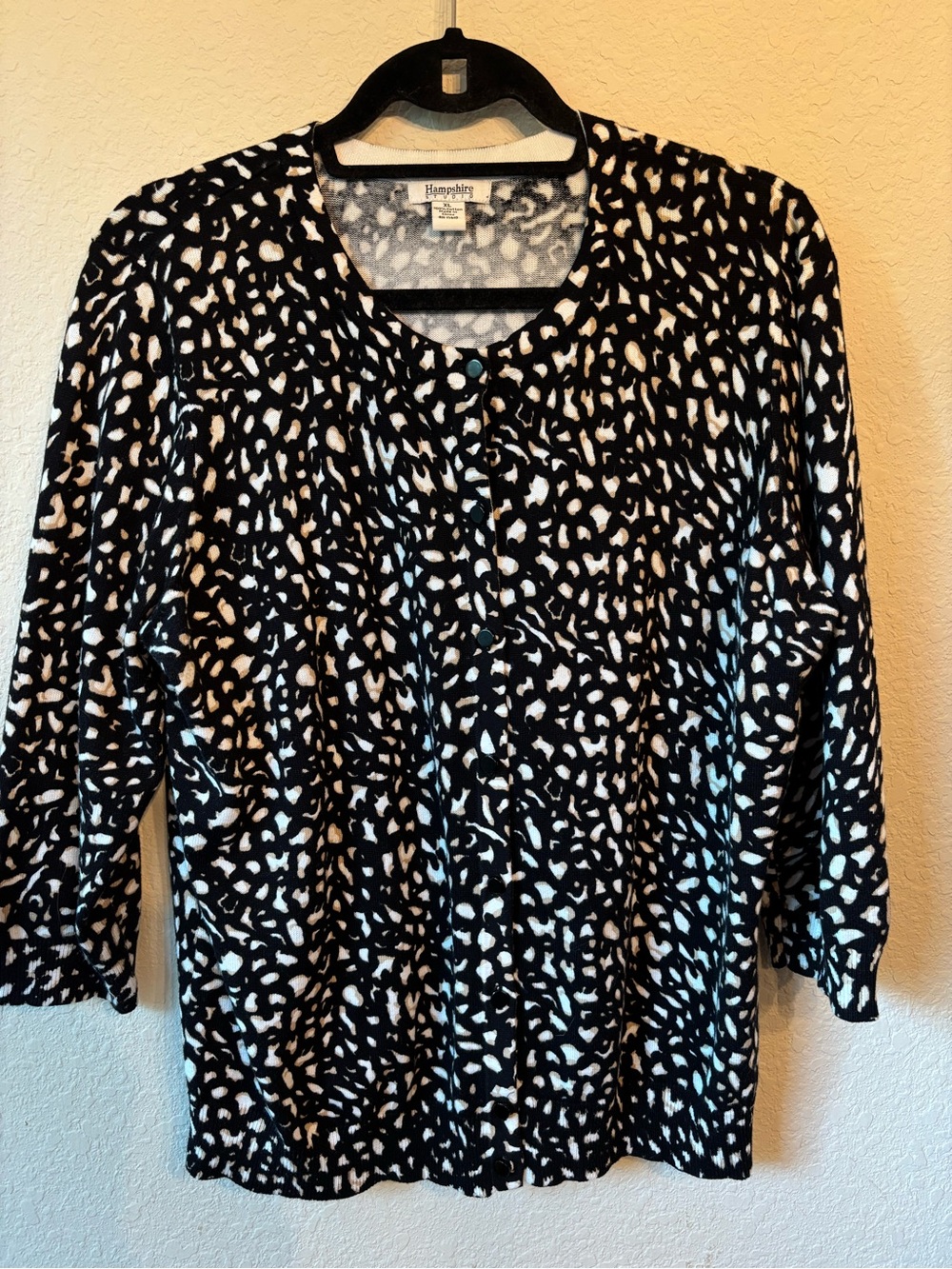 Hampshire Studio Black & White Abstract Print Cotton Cardigan XL 100% Cotton